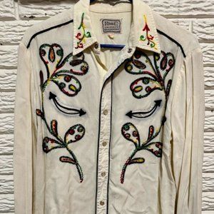 Vintage 60s H Bar C California Ranchwear Rayon Gabardine Rainbow Floral